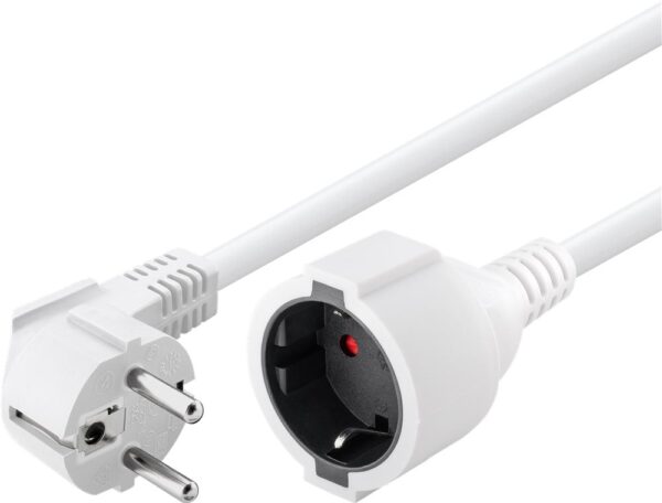 Cavo Alimentazione Schuko Maschio Angolato / Femmina 3 metri Bianco