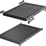 Base per Armadi 19'' Ripiano a Profondit&agrave; Adattabile per Server Rack 1U Nero