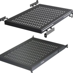 Base per Armadi 19'' Ripiano a Profondità Adattabile per Server Rack 1U Nero
