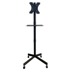 Supporto a Pavimento per TV con Mensola e Base Compatta Salva Spazio