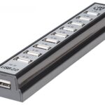 Hub USB 2.0 Hi-Speed 10 Porte da Tavolo con Alimentatore