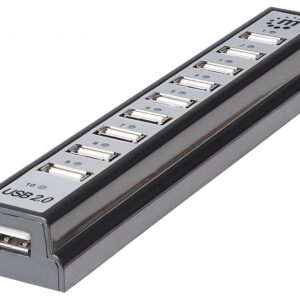 Hub USB 2.0 Hi-Speed 10 Porte da Tavolo con Alimentatore