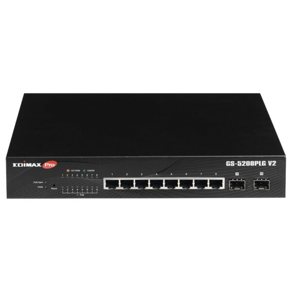 Smart Switch Web 10 porte Gigabit PoE+ 2 porte SFP, GS-5208PLG V2 - immagine 2