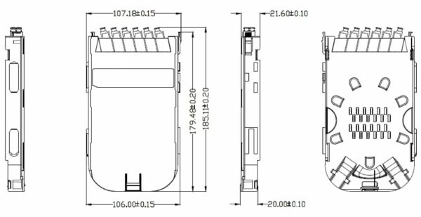 Scatola di Giunzione Fibra Ottica Modulo FTTH con 6 Adattatori SC Ceramici OS2 - immagine 2