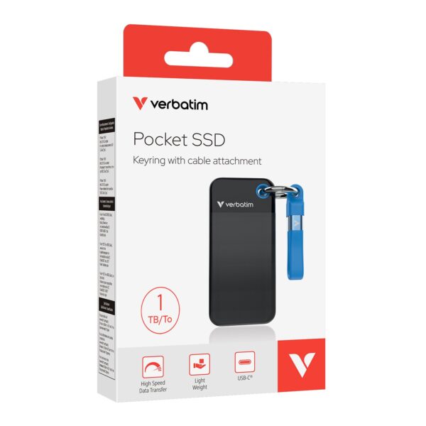 Pocket SSD Portachiavi con Attacco per Cavo USB-C™ 1TB Nero Blu - immagine 2