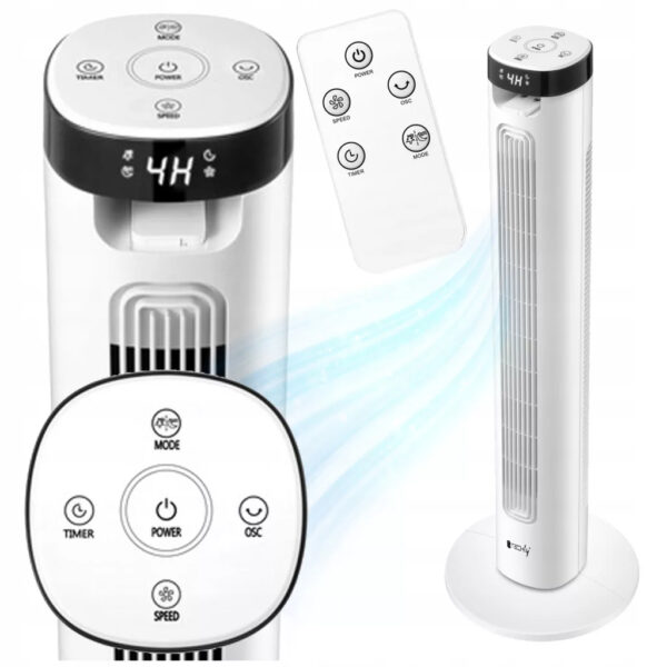 Ventilatore a Torre da Pavimento 36'' 3 Velocità con Telecomando Oscillazione 75° e Timer - immagine 2