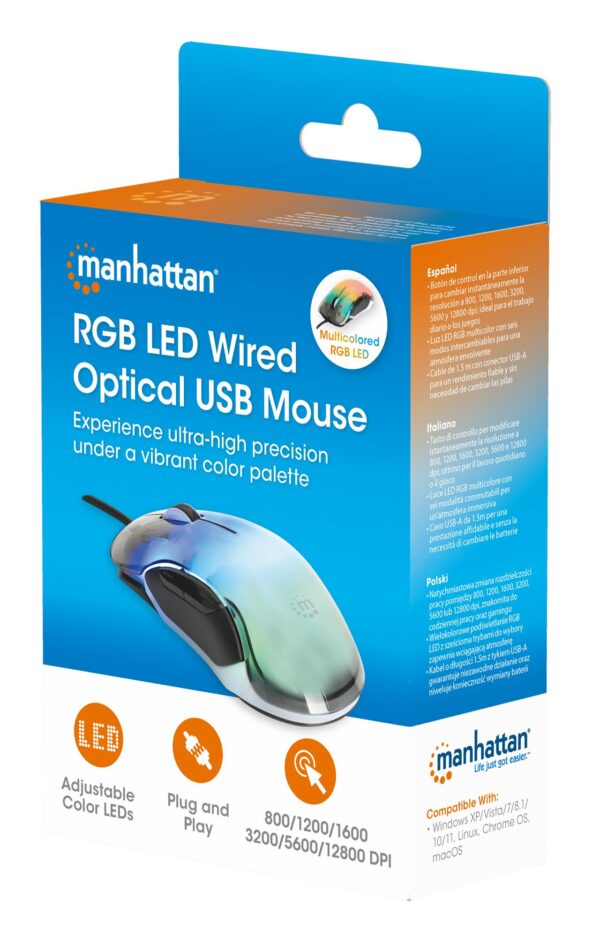 Mouse Ottico USB 12800 dpi LED RGB Multicolor - immagine 2