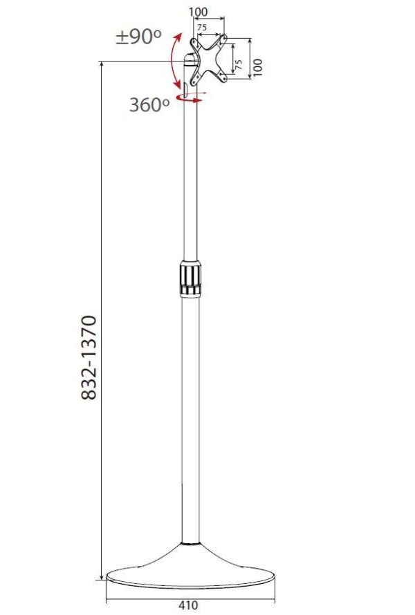 Supporto a Pavimento Colonna a Base Circolare per TV LCD/LED 13-27'' - immagine 3
