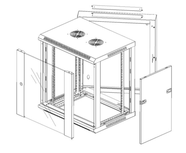 Armadio Rack 19'' a muro 12 unità due sezioni Grigio - immagine 10