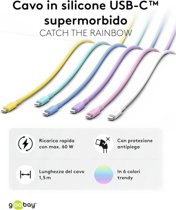 Cavo USB-C™ Maschio/Maschio USB 2.0 in Silicone 1,5 metri Viola - immagine 10