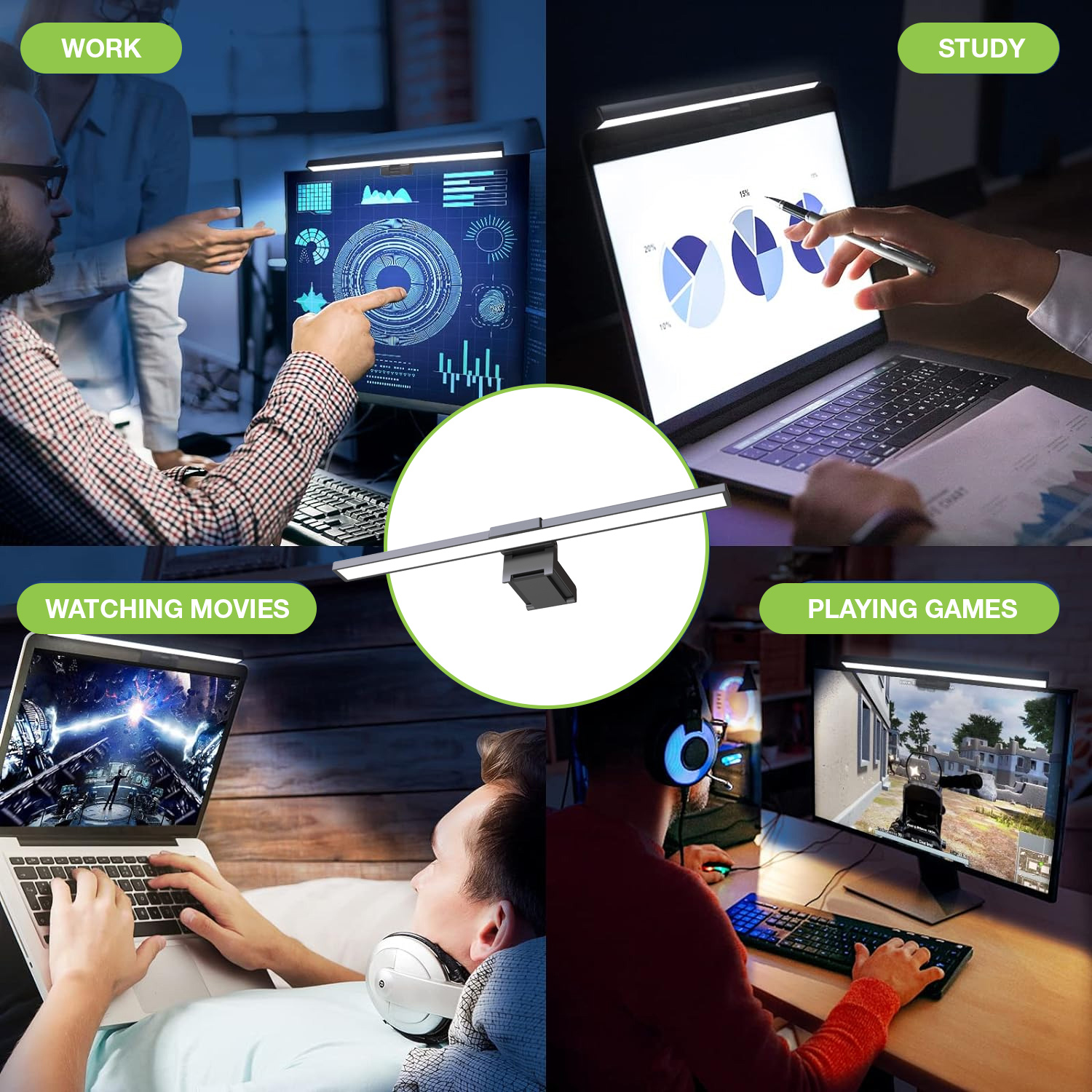 Barra Luminosa per Monitor 66 LED Luce di Lettura USB-C™ con Regolazione Temperatura Colore e Dimmer - immagine 10