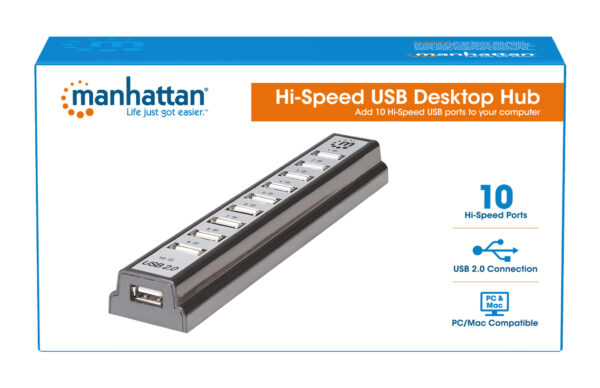 Hub USB 2.0 Hi-Speed 10 Porte da Tavolo con Alimentatore - immagine 10