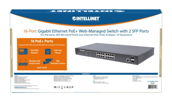 Switch Gigabit Ethernet 16 Porte PoE+ Web-Managed con 2 porte SFP - immagine 10