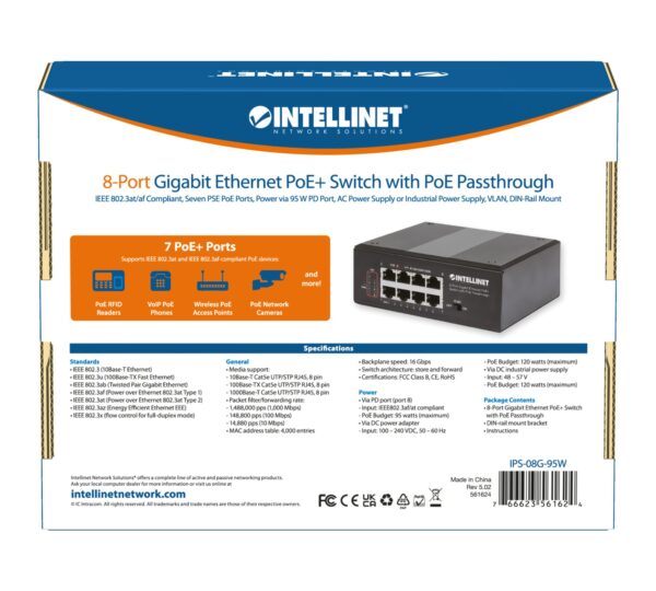 Switch Ethernet Gigabit 8 porte PoE+ con PoE Passante - immagine 9