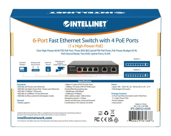 Fast Ethernet Switch a 6 porte con 4 porte PoE (1 x High-Power PoE) - immagine 10