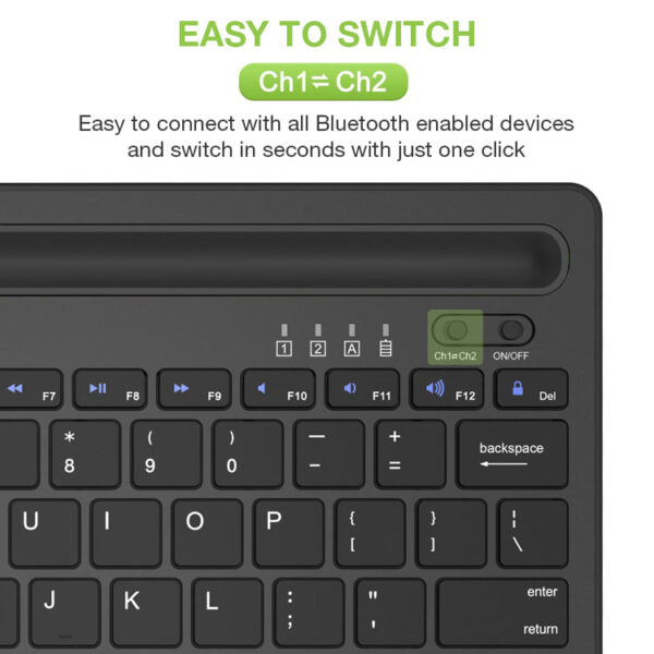 Mini Tastiera Wireless 78 Tasti a 2 Canali con Tasti di Scelta Rapida e Stand per Tablet - immagine 10