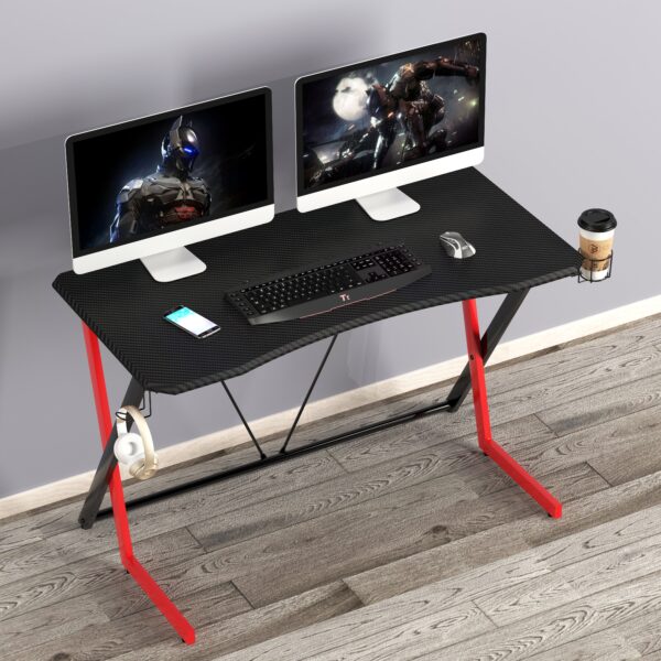 Scrivania Gaming Ergonomica Tavolo Gioco con Porta Bicchiere e Cuffie - immagine 10