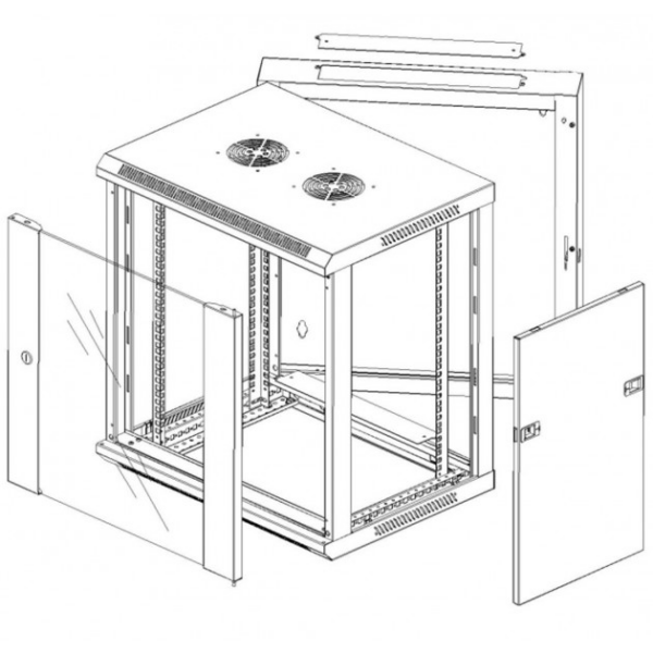 Armadio Rack 19'' a muro 9 unità due sezioni Nero - immagine 8