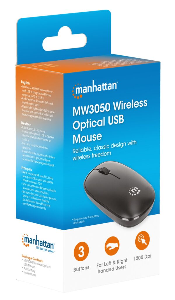 Mouse Wireless Ottico USB 1200 dpi MW3050 Nero - immagine 2