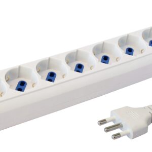 Multipresa 7 Posti Italiana Bipasso / Schuko Cavo 3 metri