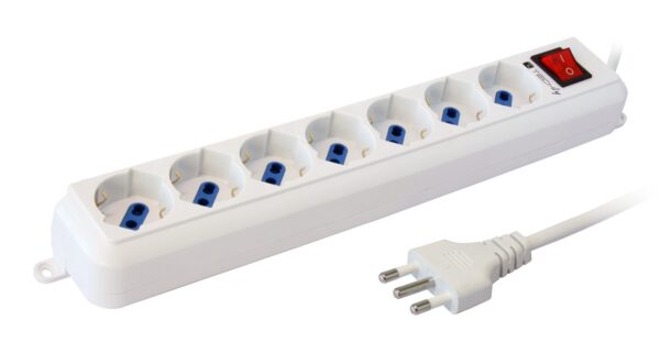 Multipresa 7 Posti Italiana Bipasso / Schuko Cavo 3 metri