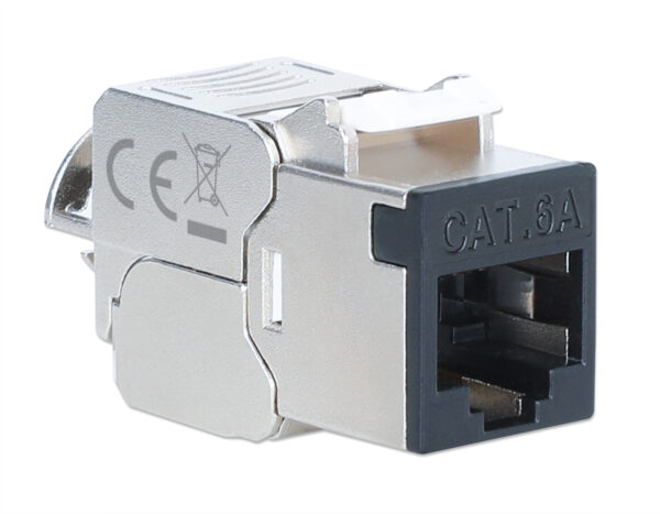 Frutto Keystone RJ45 Cat.6A 10G Slim STP Toolless Nero - immagine 2