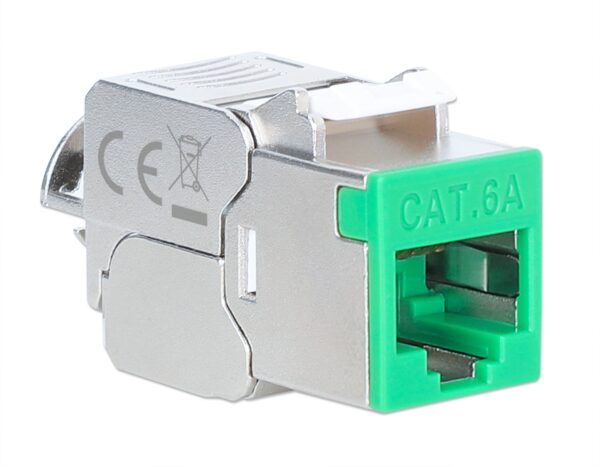 Frutto Keystone RJ45 Cat.6A 10G Slim STP Toolless Verde - immagine 2