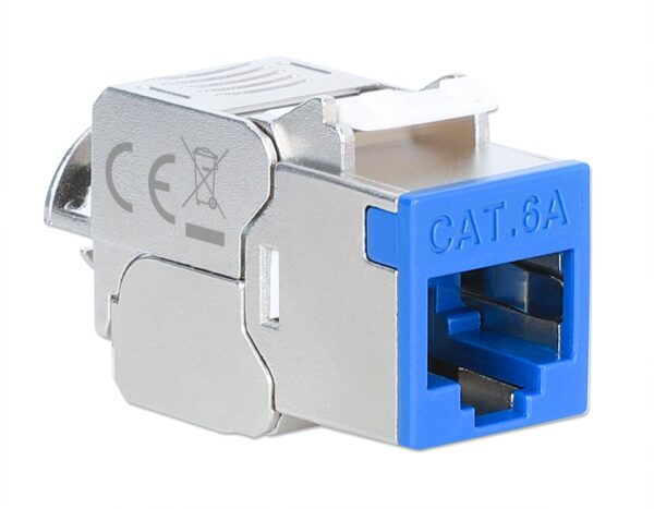 Frutto Keystone RJ45 Cat.6A 10G Slim STP Toolless Blu - immagine 2