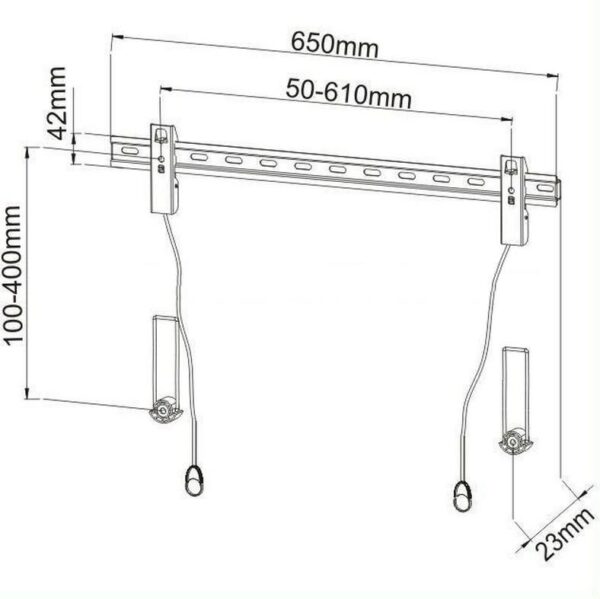 Staffa Muro Fissa Slim con Distanziali TV LED LCD 40-65'' Nero - immagine 4