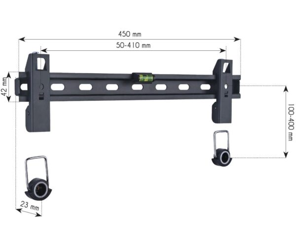 Staffa Muro Fissa Slim con Distanziali TV LED LCD 23-55'' Nero - immagine 4
