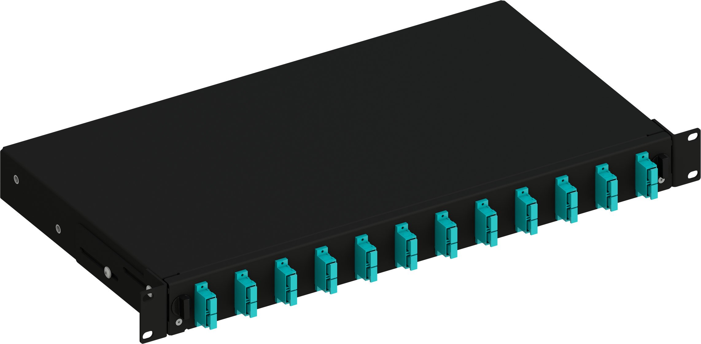 Cassetto Ottico 19'' Scorrevole con 12 Bussole SC Duplex Multimodale OM3 Nero