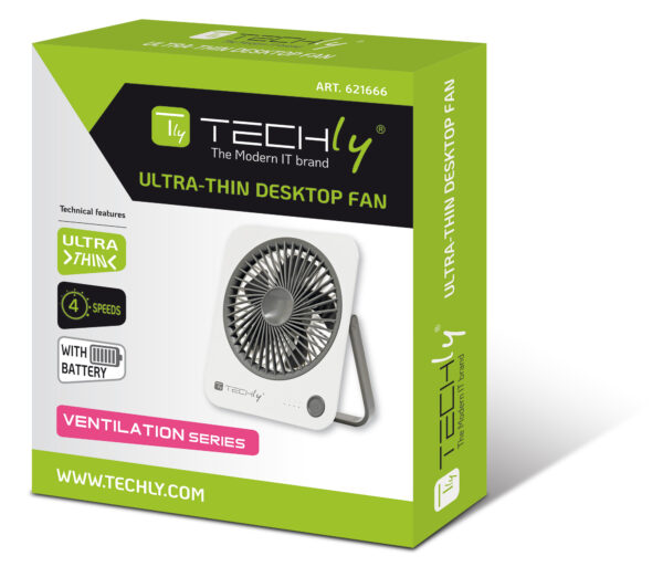Ventilatore da Scrivania Ultra Sottile Pieghevole e Portatile a 4 Velocità - immagine 2