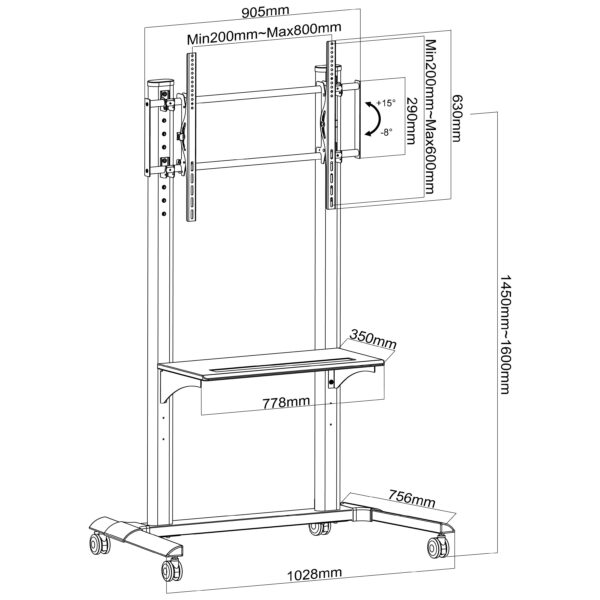 Supporto da Pavimento TV LCD/LED 37-90'' con Mensola - immagine 2