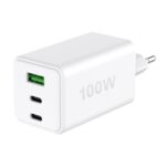 Caricatore Alimentatore GaN 100W 2x USB-C™ 1x USB-A Power Delivery Fast Charger Bianco