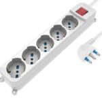 Multipresa 5 Posti Italiana Bipasso / Schuko con spina 16A angolata