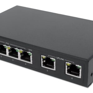 Fast Ethernet Switch a 6 porte con 4 porte PoE (1 x High-Power PoE)