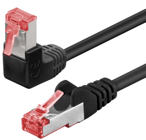 Cavo di rete Patch Connettore Angolato 90° Rame Cat.6 S/FTP 2m Nero