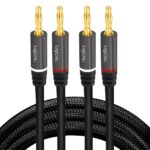 Cavo per Altoparlanti 2x2 Spinotti a Banana Nylon Nero 3 metri