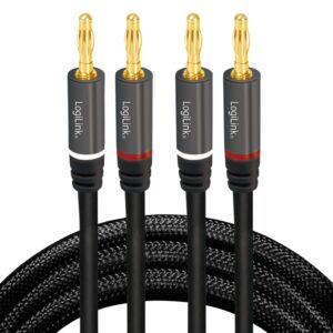 Cavo per Altoparlanti 2x2 Spinotti a Banana Nylon Nero 3 metri
