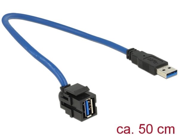 Modulo Keystone USB 3.0 A Maschio / Femmina 250° con Cavo