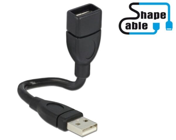 Cavo semi-rigido USB2.0 A Maschio / A Femmina 15cm Nero - immagine 2