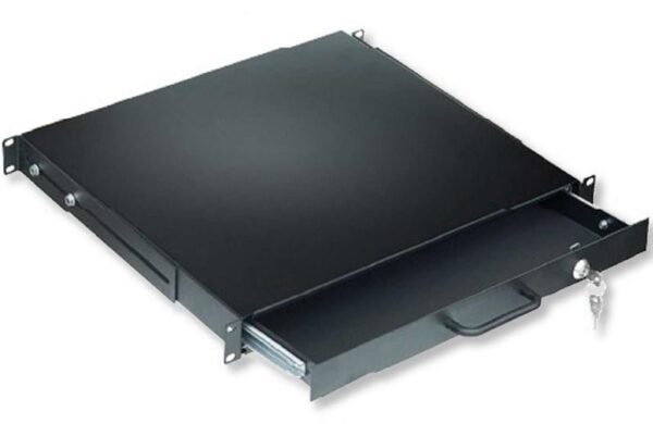Cassetto Porta Tastiera 1U per Armadi Rack 19'' con Serratura Nero - immagine 2