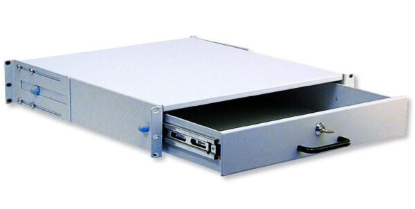Cassetto Porta Tastiera 2U per Armadi Rack 19'' con Serratura Grigio - immagine 2