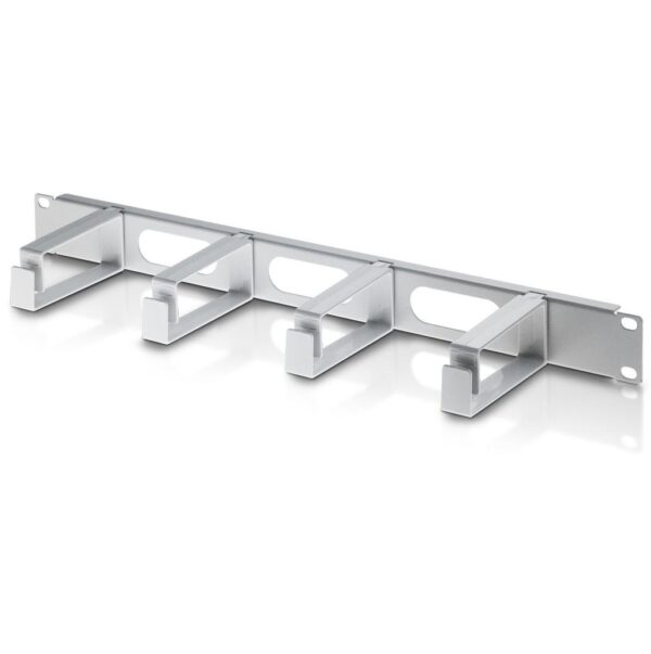 Pannello Passacavi 4 Anelli in Plastica Lunghi 3 Fori 1U Grigio - immagine 2