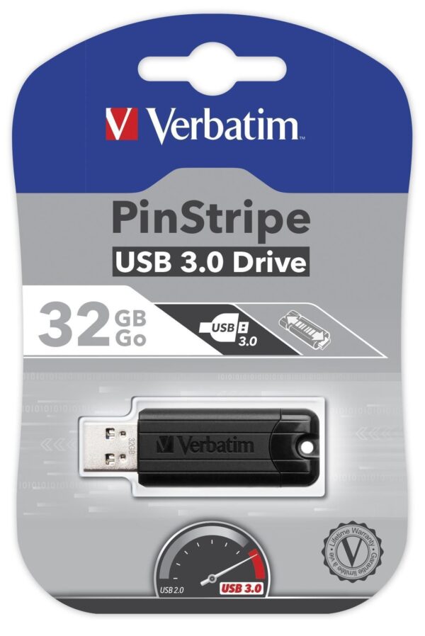 Memoria USB 3.0 PinStripe da 32Gb Colore Nero - immagine 2