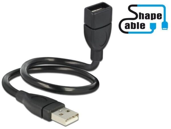 Cavo semi-rigido USB2.0 A Maschio / A Femmina 35cm Nero - immagine 2
