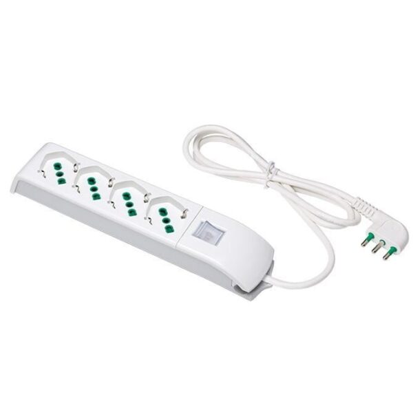 Multipresa 4 Posti Italiana Bipasso / Schuko Bianco - immagine 2