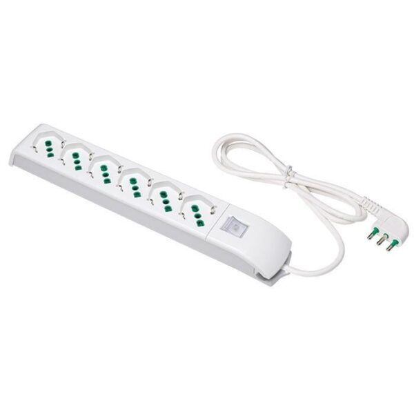 Multipresa 6 Posti Italiana Bipasso / Schuko Bianco - immagine 2