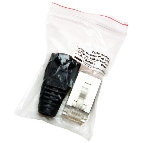 Plug Copriconnettore Cat.5E RJ45 Cavo Schermato 100pz Nero - immagine 2