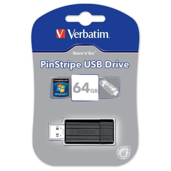Memoria USB 2.0 PinStripe da 64Gb Colore Nero - immagine 2